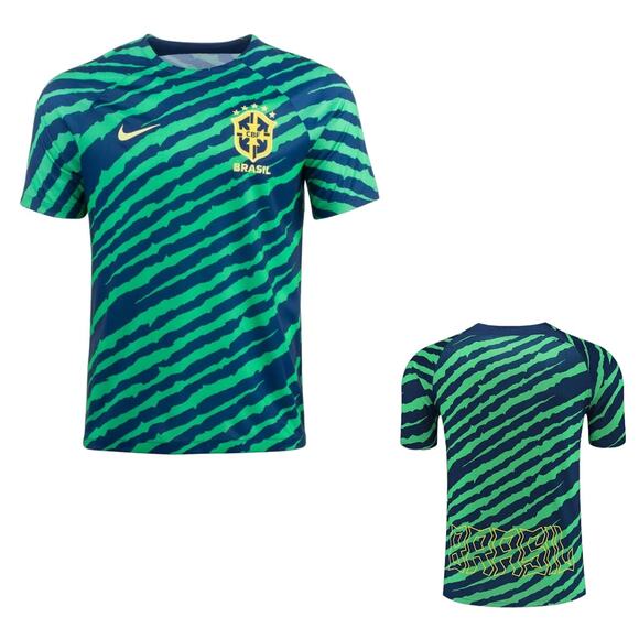 Nike Women's Brazil Dri-FIT Pre-Match Soccer Top L Green Blue Short Sleeve EUC! - Picture 9 of 9